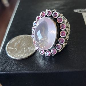 Nicky Butler RAJ LIMITED 925 Sterling Silver Rose Quartz Garnet Size 6 Ring NEW
